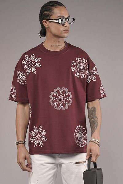 king brich Μπλουζάκι Unisex Oversize Fit με λεπτομέρεια κεντήματος