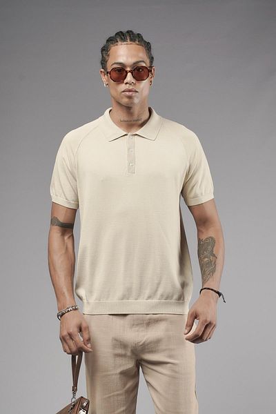 king brich Ανδρικό πλεκτό μπλουζάκι Polo Neck Raglan Sleeve
