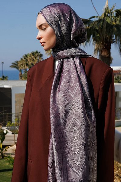 Mooncorn ΜΩΒ-ΓΚΡΙ Σάλι Liva Pattern Shine Line