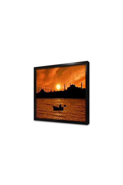 Tablosan Tablou MDF înrămat cu siluetă a apusului de soare din Istanbul