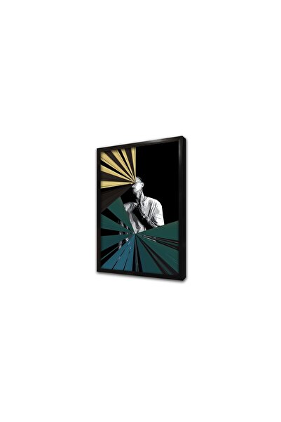 Tablosan Tablou MDF cu cadru modern uman, cu model galben și albastru