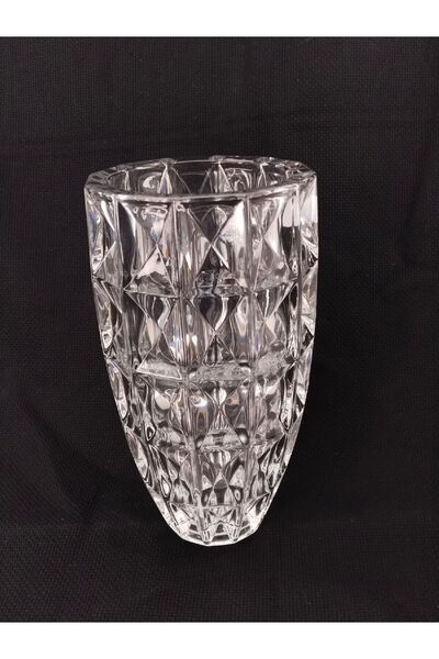 Delisoga Delisoga Geometric Patterned Carved Crystal Vase
