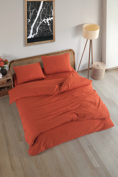 Karden Flower Set de husă de pilota simplă, 100% bumbac - Kiremit