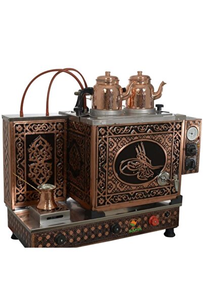 SAFİR 2 Demlikli İçi Dışı Bakır Meşale Tipi TÜPLÜ Tam Otomatik çay kazanı İçi ve Dışı Bakır Çay Ocağı A++