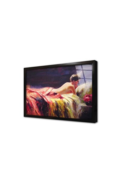 Tablosan Pictură pe sticlă înrămată cu femeie în extensie