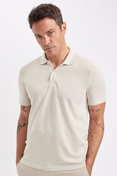 DeFacto Schmal geschnittenes Baumwoll-T-Shirt mit Rollkragen und Ärmelbändern D0033axns