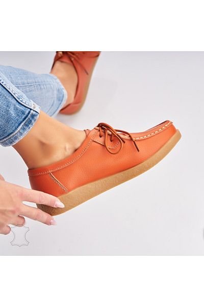 Joana Women's Loafers Natural Leather Orange Harla