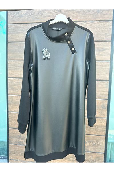 Otto Leather Combined Stone Detail Tunic