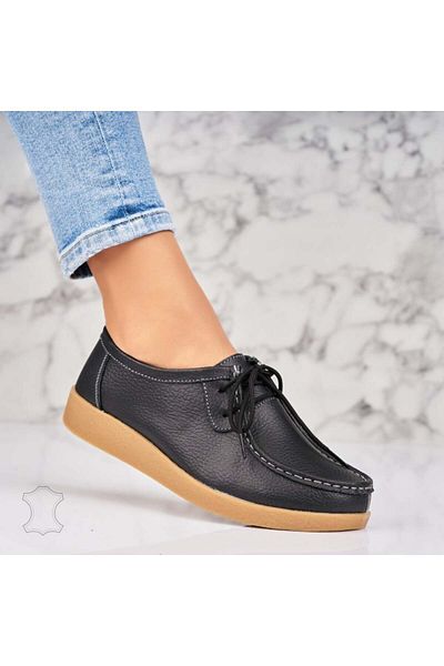 Joana Women's Loafers Natural Leather Black Harla