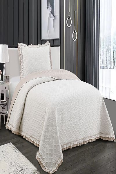 eco concept Ruffled Double Bed Cover, Daily Double Bed Cover, Dowry Bed Cover