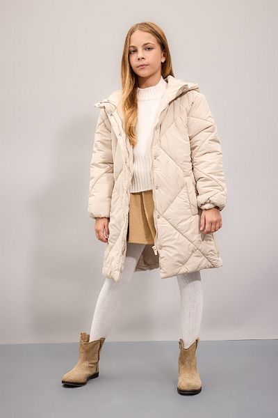 DeFacto Wasserabweisender, langer, aufblasbarer Mantelparka mit Kapuze für Mädchen und Reißverschlusstaschen C8517A824AU