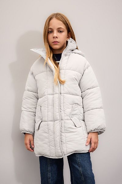 DeFacto Girls Water Repellent Hooded Lightweight Long Puffer Coat Parka with Zipper Pocket C9026A824Au