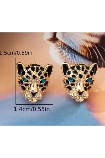 Dgt Luxury Leopar Başı Minimal Gözalıcı Küpeler