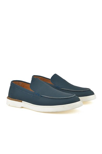 Ziya Men's Genuine Leather Shoes - Navy Blue 1511007 Zb04