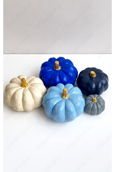 PP Handmade Dekoratif Bal Kabakları 5 adet|Lacivert |Kabak Biblo|masaüstü dek...