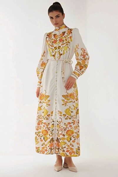 Hiccup Printed Long Sleeve Belted Maxi Dress