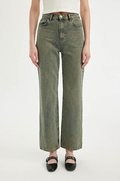 DeFacto 90's Wide Leg Wide Leg High Waist Jean Washed Trousers D1232Ax24Hs
