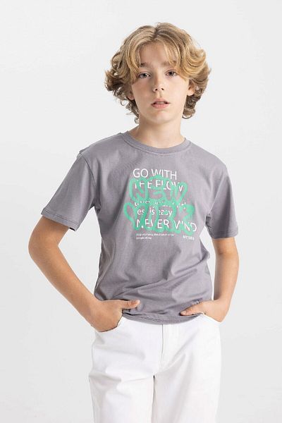 DeFacto Chlapecké tričko s krátkým rukávem s potiskem Crew Neck D0396A824HS