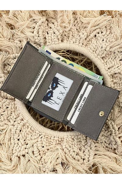 dericom Women's Crinkle Fabric Stylish Wallet Card Holder Accessory with Snap Fasteners and Zipper
