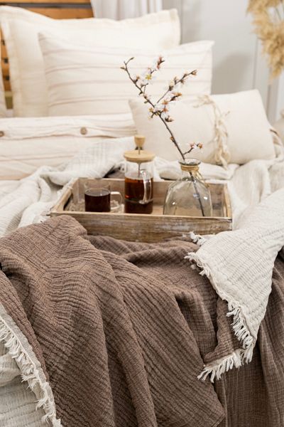 Dokubba 100% Cotton Muslin Bedspread - 4 Layers (260X280)