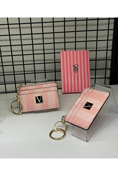 LEAUDER WOMEN Ροζ V Μπρελόκ θήκη για κάρτες με μαύρα αξεσουάρ