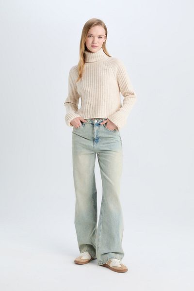 DeFacto Oversize Wide Fit Turtleneck Knitwear Sweater L0986Az24Cw