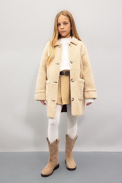 DeFacto Winddichter, geknöpfter Kaschmir-Parka mit Taschen für Mädchen C8555A824AU