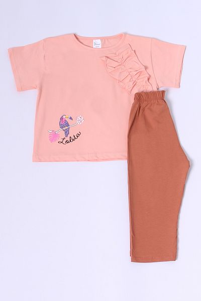 HÇM Girl's Short Suit Oversized Mold Printed Ruffled B34