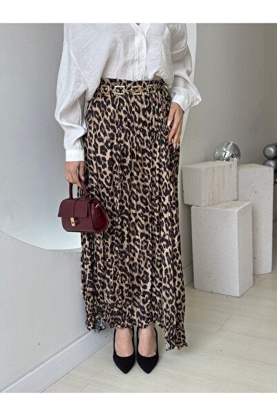 FEHUBLOOM LEOPARD PATTERNED SATIN SKIRT