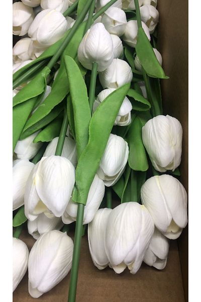 Çemrek Süs Parti White Wet Tulip 10 τεμαχίων τεχνητό λουλούδι με πραγματική εικόνα 1. Ποιότητα