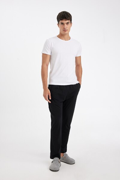 DeFacto Regular Fit Beli Bağcıklı Düz Paça Cepli Pijama Altı Z7323az24au