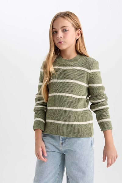 DeFacto Girl's Fitted Crew Neck Knitwear Sweater D1392A824Wn