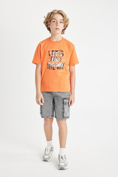 DeFacto Boy's Short Sleeve Crew Neck T-Shirt - Printed, D0432A824HS