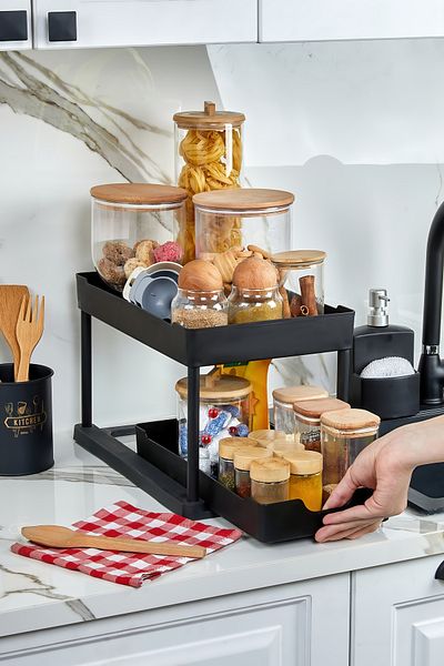 Espas Home 2-Tier Multi-Purpose Countertop Organizer - Black