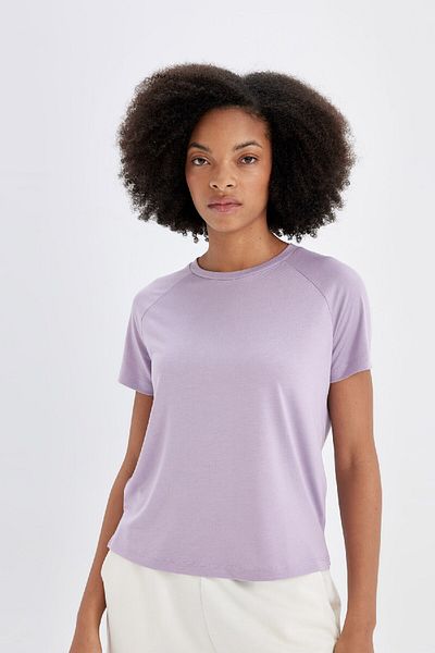 DeFacto DeFactoFit - Tricou sport cu mânecă scurtă modal cu gâtul pentru ciclism D1280AX24HS