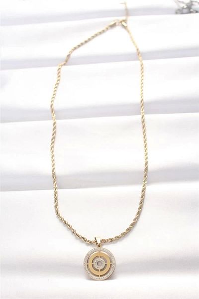 Clariss 316L Steel Gold Color Zircon Stone Twist Chain Necklace