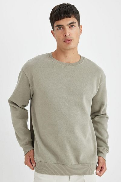 DeFacto Oversize Wide Fit Crew Neck Thick Basic απλό φούτερ T5139az24au