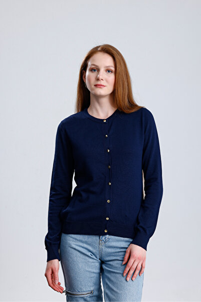 NEER Bisiklet Yaka Düz Uzun Kollu Kadın Triko Hırka