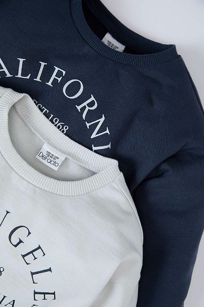 DeFacto Crew Neck Printed 2-Piece Soft Feather Sweatshirt Set for Baby Boy - D0709A524Wn