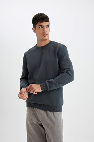 DeFacto Φούτερ με κανονική εφαρμογή Crew Neck Thick Basic Απλό T3777az24au