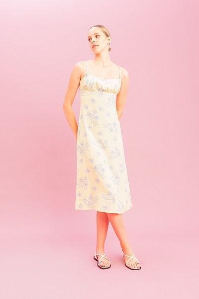 DeFacto Λινό Midi Φόρεμα - Floral Pattern, Strappy D0353ax24sm
