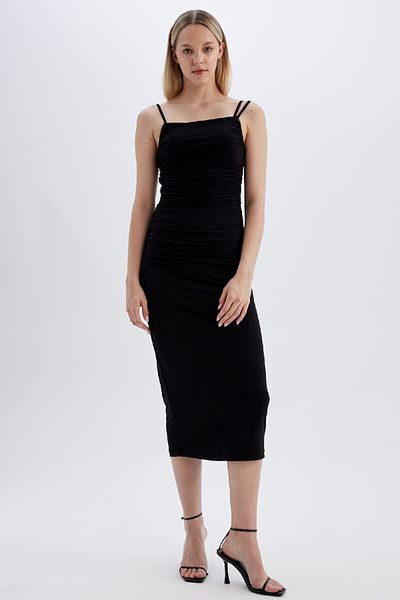DeFacto Strappy Bodycon Midi šaty - C8948AX24SM