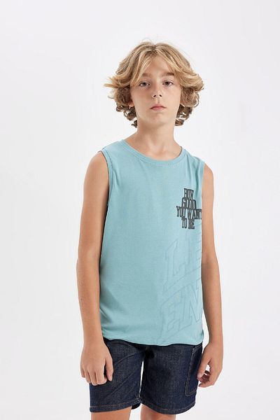 DeFacto Chłopięcy tank top z okrągłym dekoltem i nadrukiem - D0780A824HS