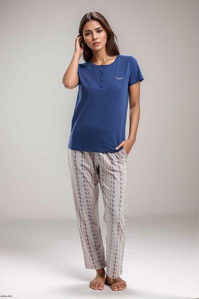 Pierre Cardin Set de pijamale cu mânecă scurtă, albastru, 2 piese, LL.PC01.K1.D003