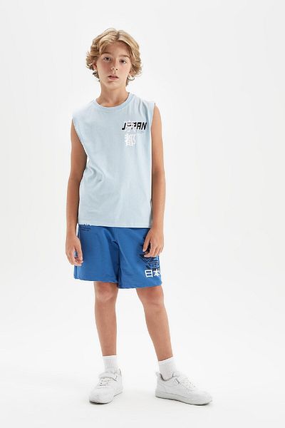 DeFacto Chłopięcy tank top z okrągłym dekoltem i nadrukiem - D0779A824HS
