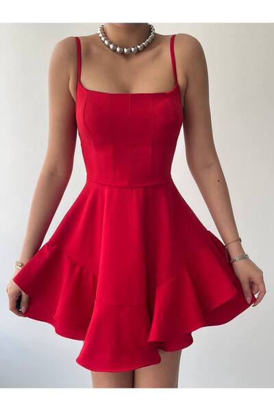 Butik Şenel Scarlet Elegance mini kloş mezuniyet elbisesi