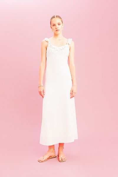 DeFacto Leinen Maxikleid - A-Linie, Träger D0349AX24SM