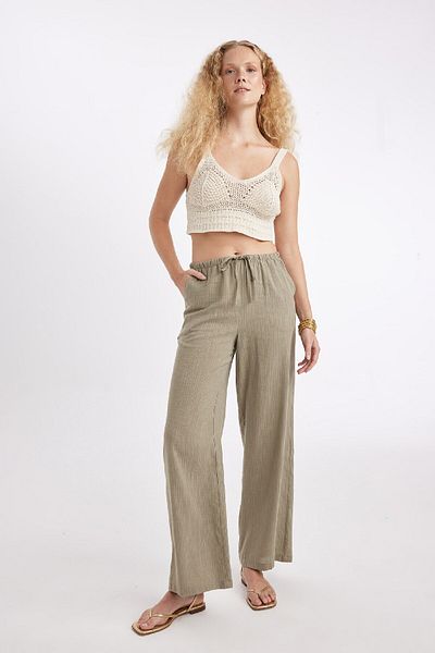 DeFacto Wide Leg Double Pocket Regular Waist Standard Length Pants D1009Ax24Hs