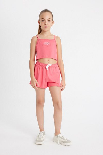 DeFacto Girls' 2-Piece Set Printed Thin Strap Tank Top Shorts D0066A824Hs