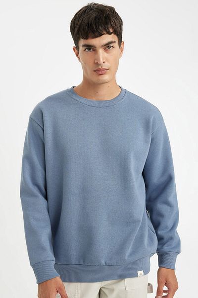 DeFacto Oversize Wide Fit Crew Neck Thick Basic απλό φούτερ T5139az24au